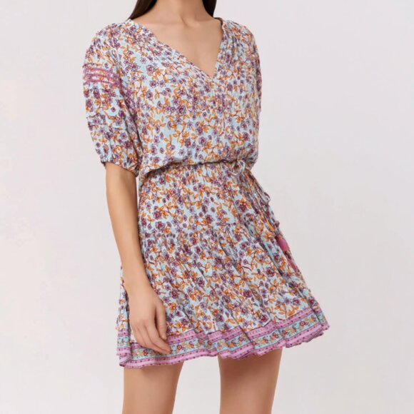 Poupette St Barth Bona Mini Dress Aqua Blossom – Size M - Picture 1 of 16
